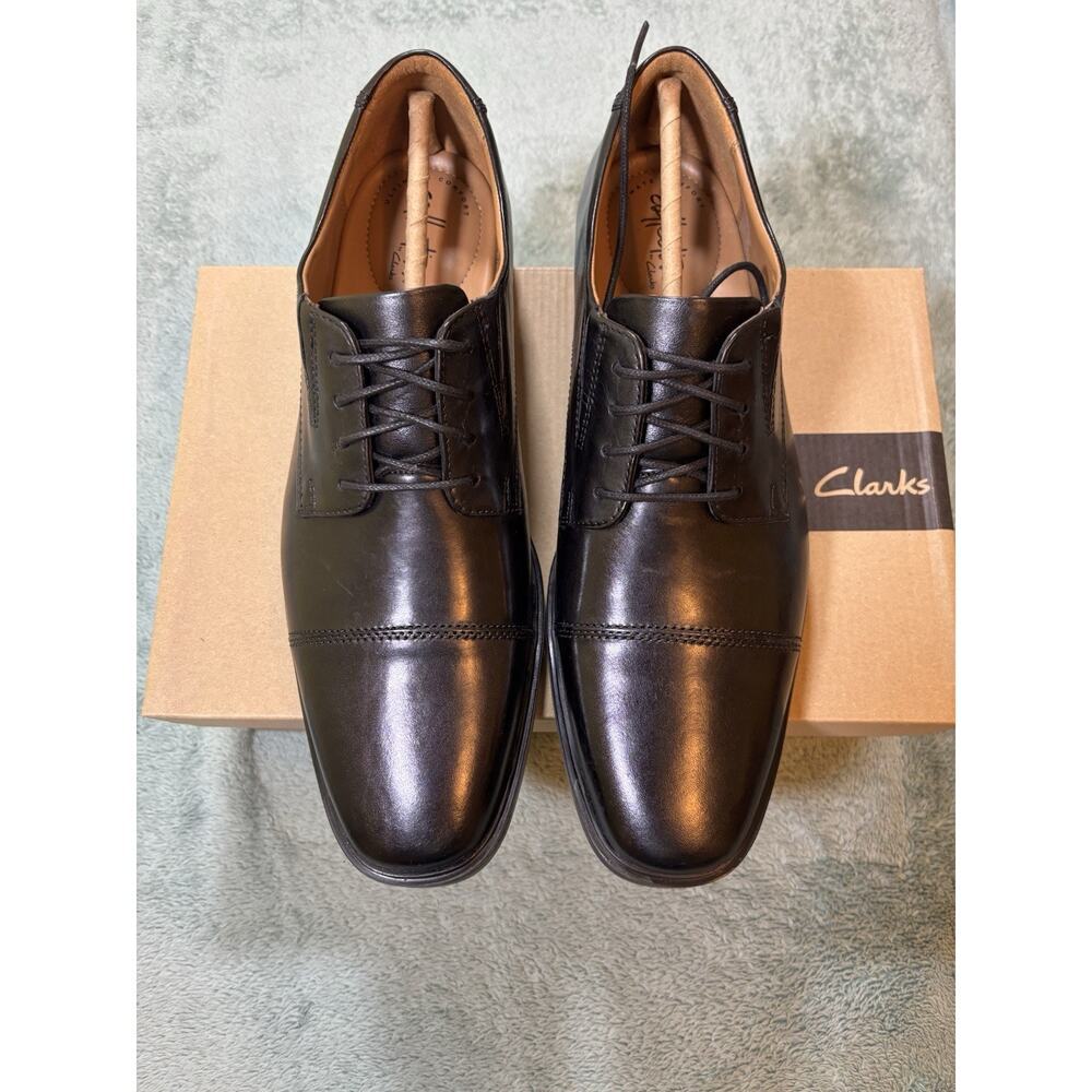 Clarks Tilden Cap Toe Oxford Black Leather Men's Dress Shoes 10W 43